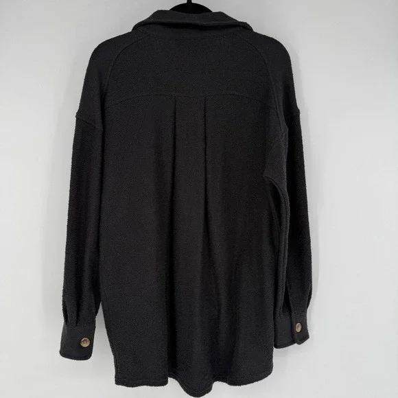 SALTWATER LUXE TEXTURED BLACK BUTTON DOWN SHIRT SHACKET SMALL NWT OVERSIZED - Picture 7 of 8